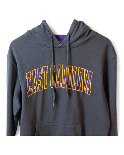 USA College East Carolina Hoodie Mens Grey Purple Hood Medium