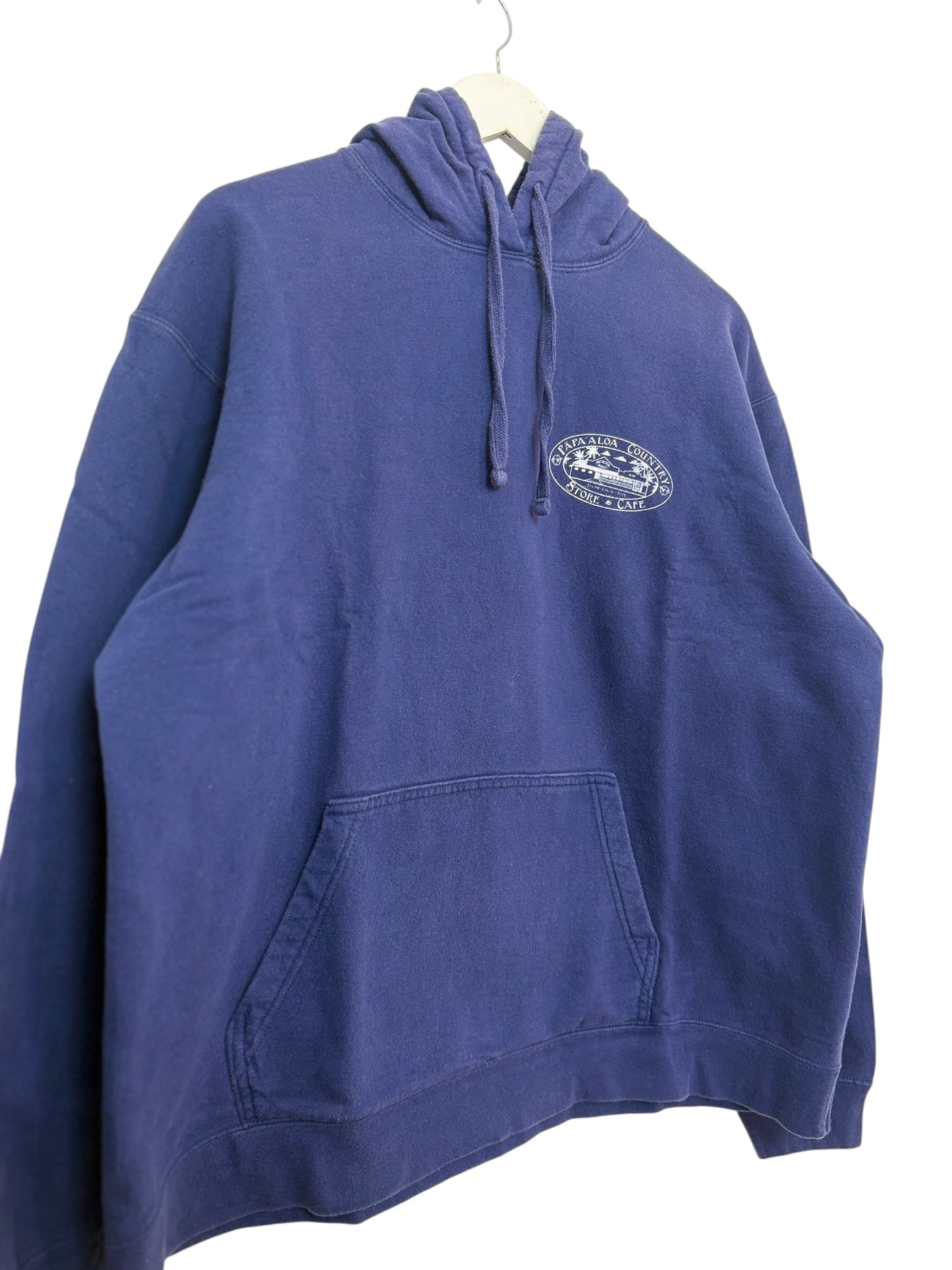 Navy Papa'aloa Hawaii Graphic Logo Tropical Pullover Hoodie Size XL