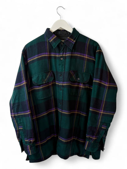 Vintage 90s Trail Mens Flannel Shirt Plaid Green Fit Size XLarge
