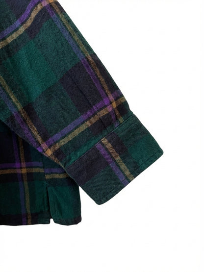 Vintage 90s Trail Mens Flannel Shirt Plaid Green Fit Size XLarge