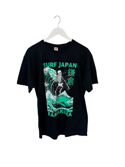 Surf Japan Kamakura Neon Green Skeleton Black T-Shirt-Large