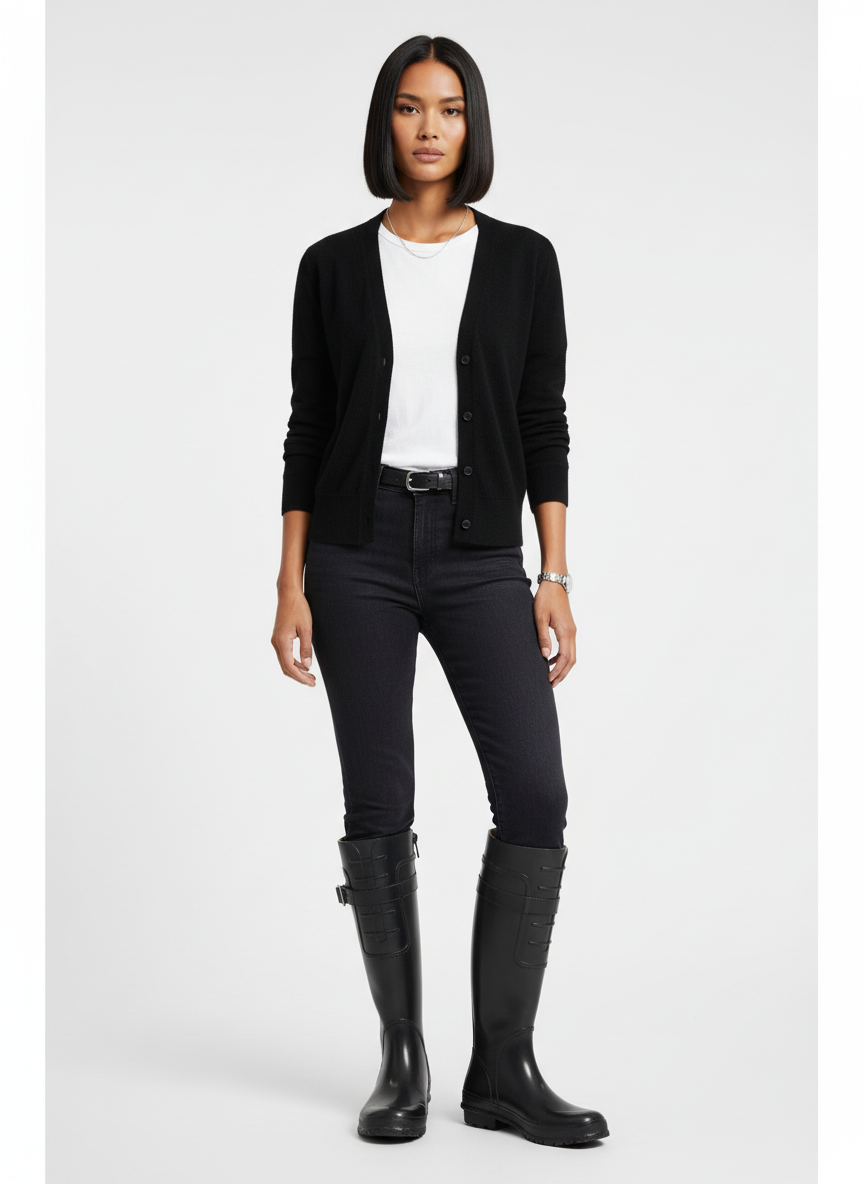 Nine West Womens Black Knee High Riding Rain Boots Strap Detail Size 6