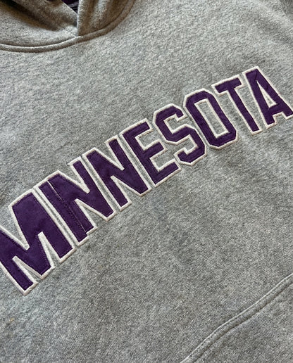 Minnesota Grey Hoodie Purple Embroidered Logo Large