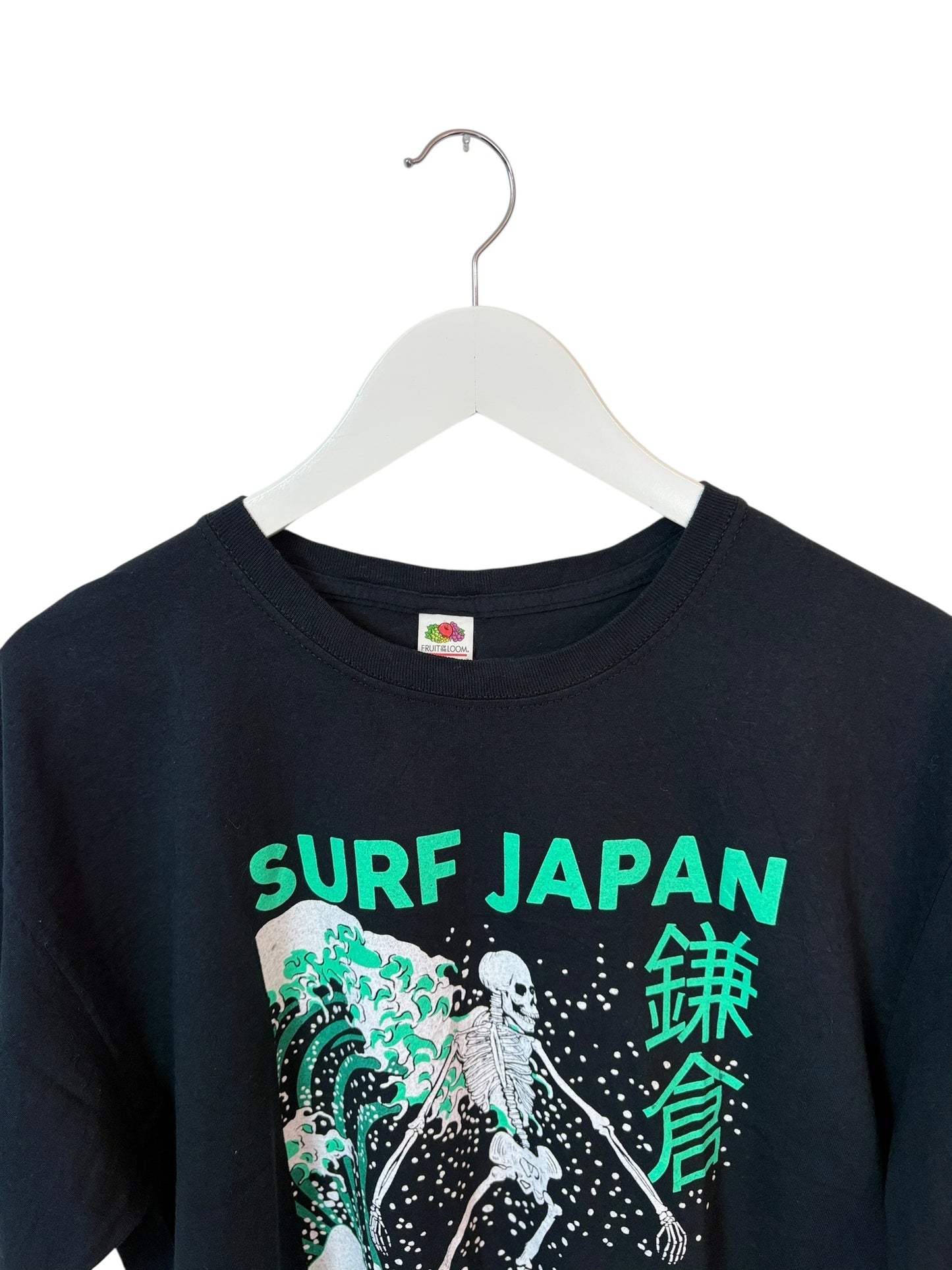 Surf Japan Kamakura Neon Green Skeleton Black T-Shirt-Large