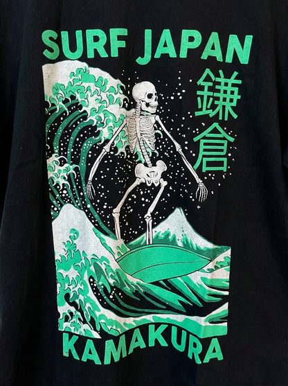 Surf Japan Kamakura Neon Green Skeleton Black T-Shirt-Large