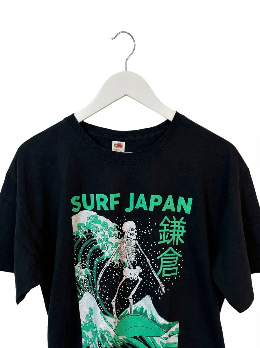 Surf Japan Kamakura Neon Green Skeleton Black T-Shirt-Large