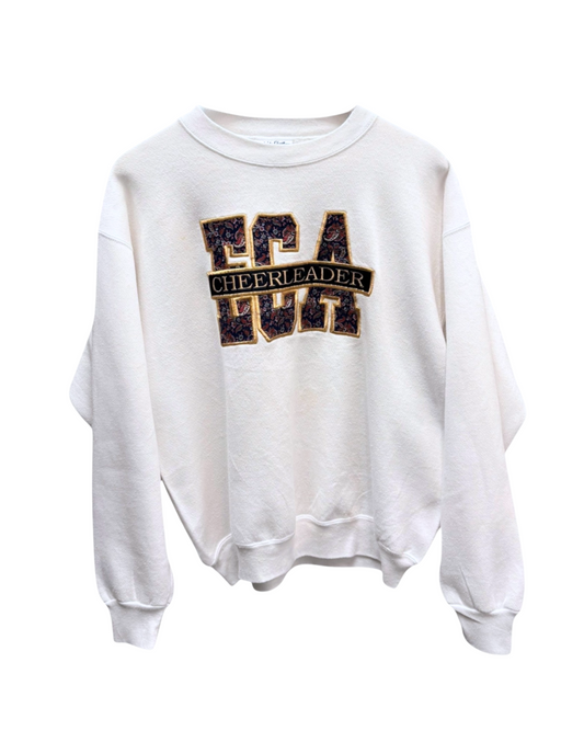 Vintage ECA - Cheerleader - White - Sweater -  Embroidered - Large