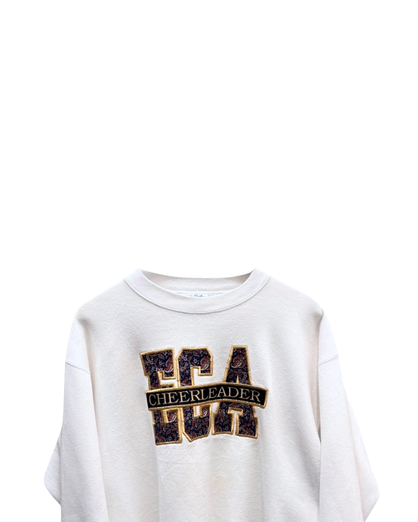 Vintage ECA - Cheerleader - White - Sweater -  Embroidered - Large