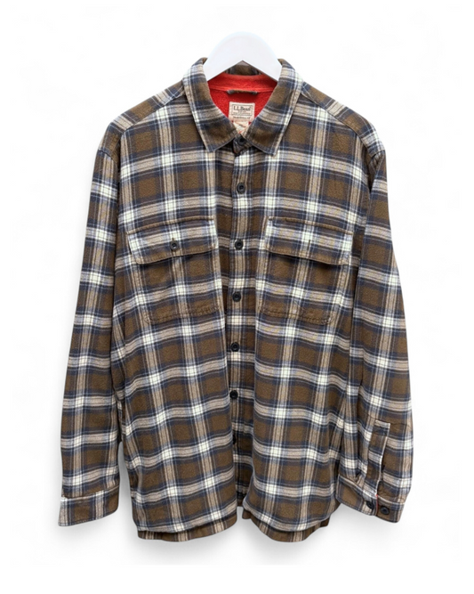 LL-Bean - Neutral - Plaid - Flannel- Large