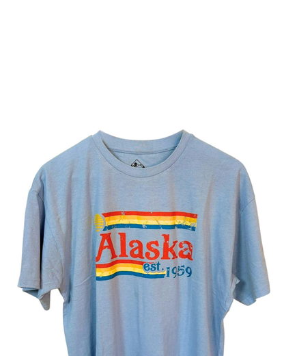 Alaska-Light-Blue-T-Shirt-Print-Crewneck-Large
