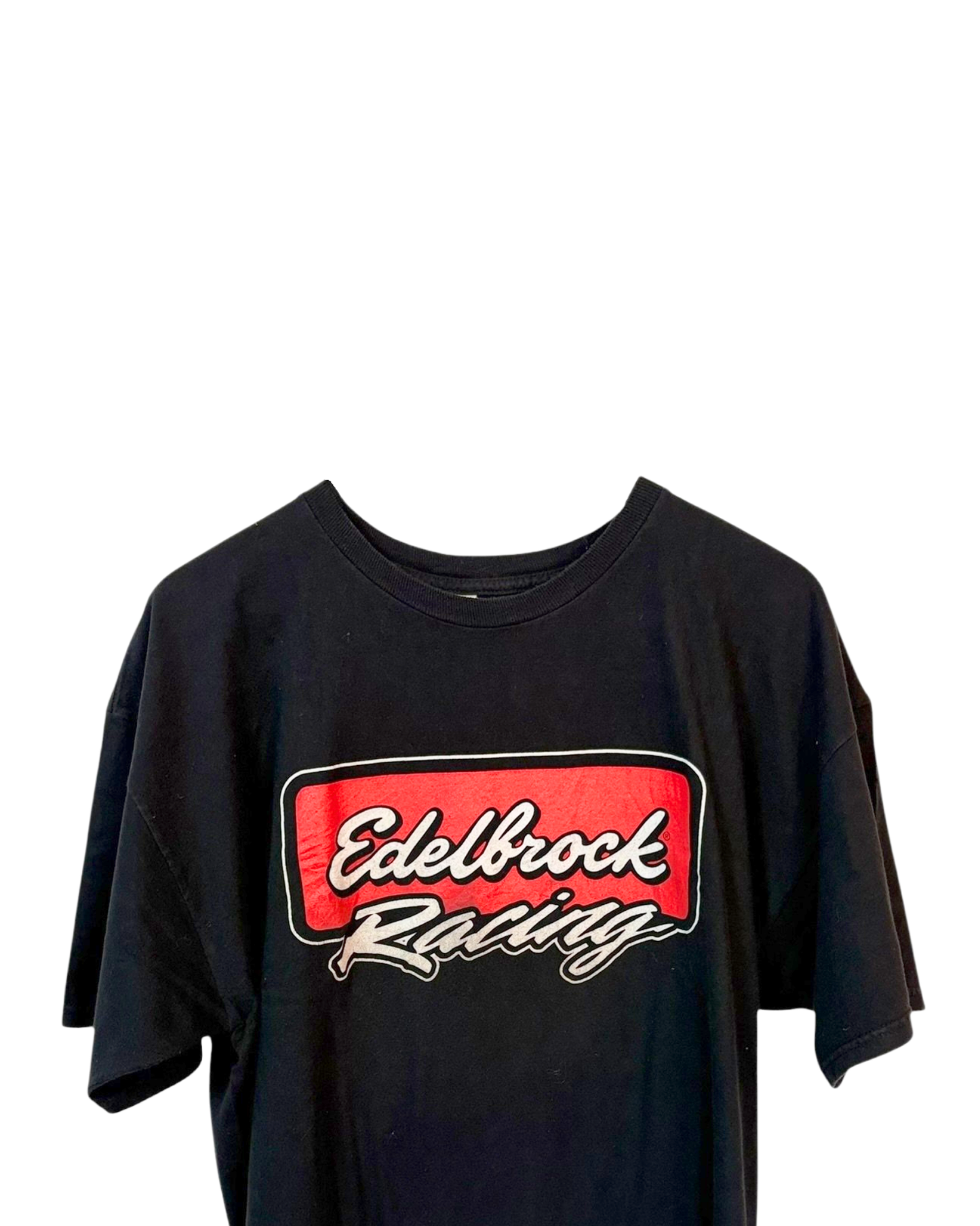 Edelbrock-Racing-Black-Red-Printed-Logo-T-Shirt-XL