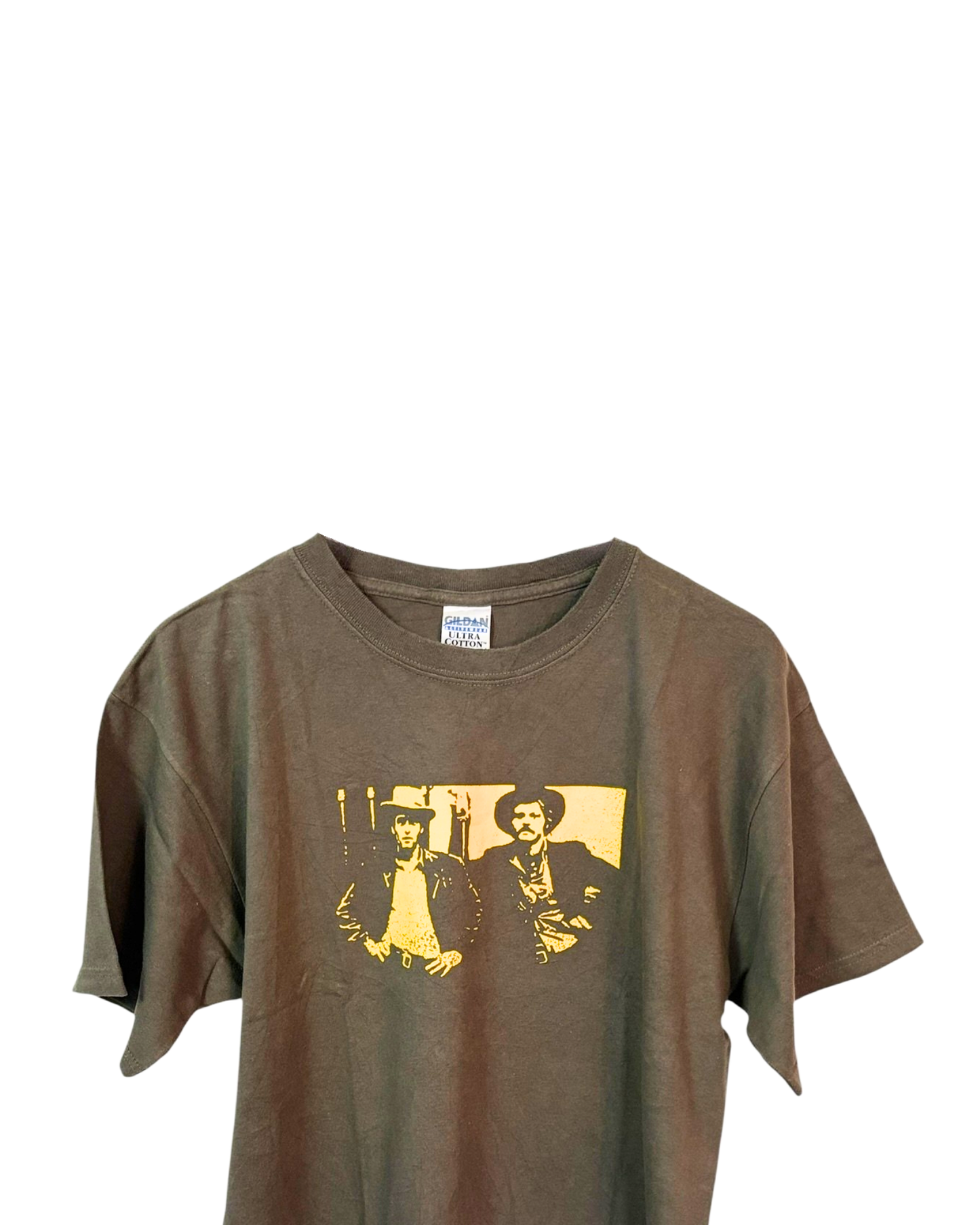 Butch-Cassidy-Sundance-Kid-Outlaws-Brown-Tan-Graphic-T-Shirt-Large