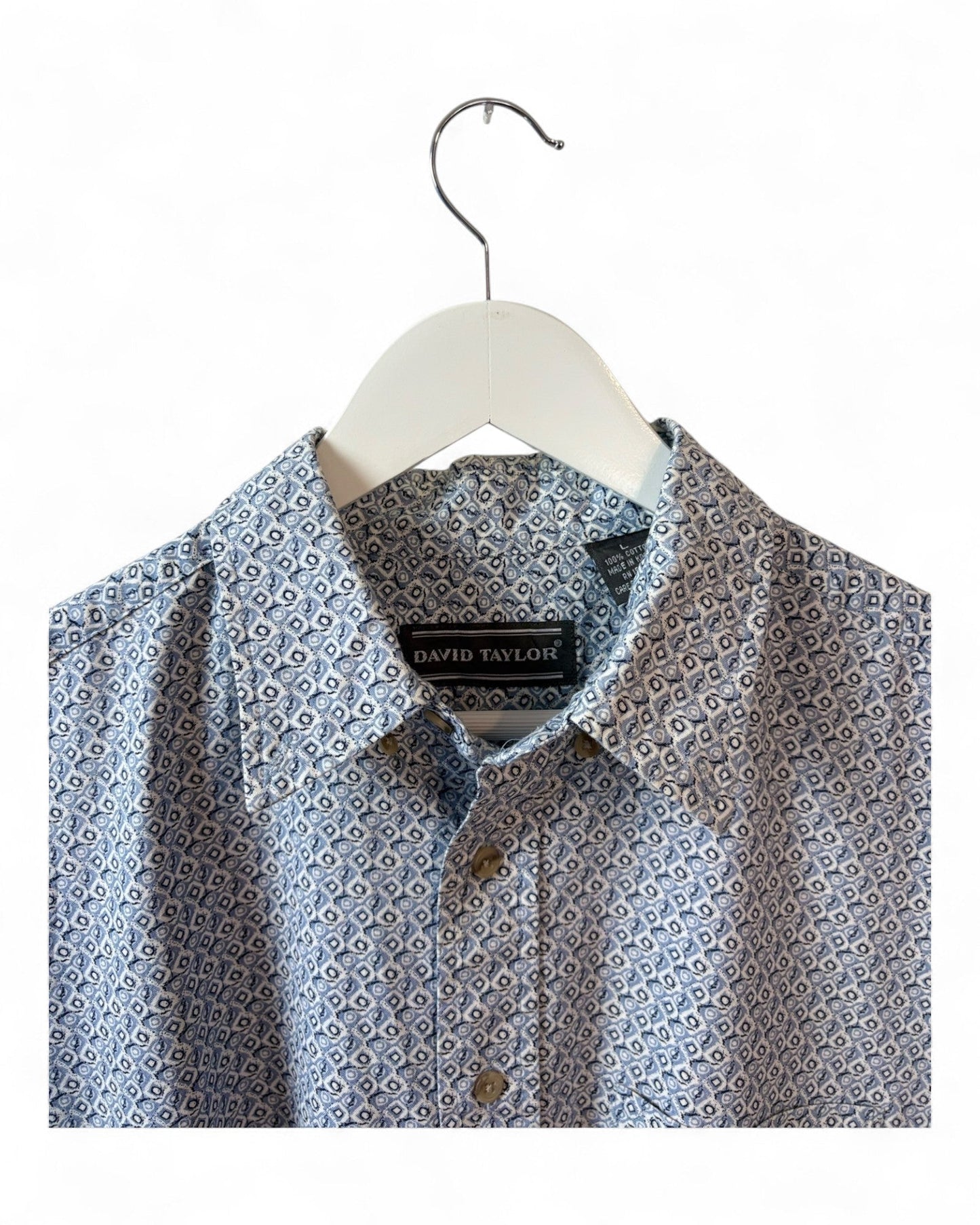David-Taylor-90s-Blue-White-Shirt-Mens-Large