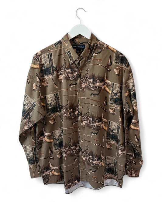 Bit-And-Bridle-Brown-Shirt-Collar-Moose-Animal-Print-Large