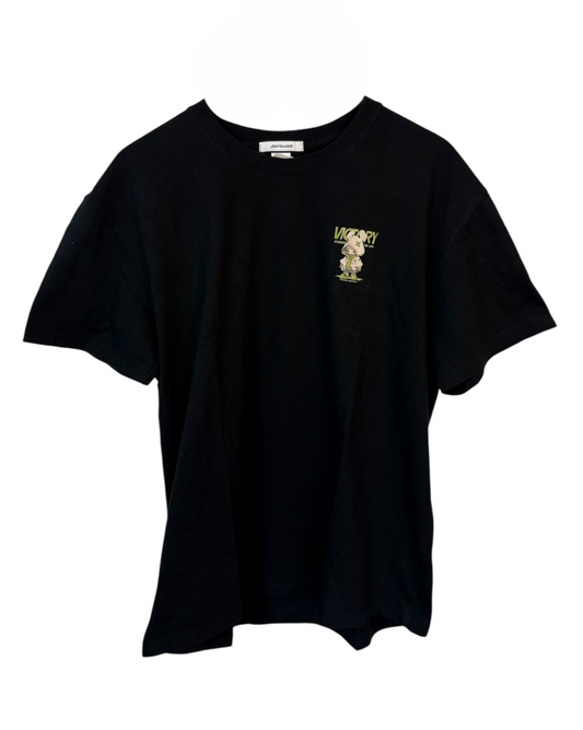 Victory-Anime-Japanese-Green-Cartoon-Black-T-Shirt-XL/XXL