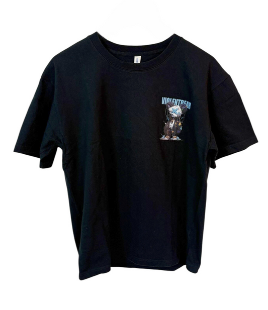 Black t-shirt by ViolentBear featuring a bold logo print across the chest. From our Eastern drip collection.