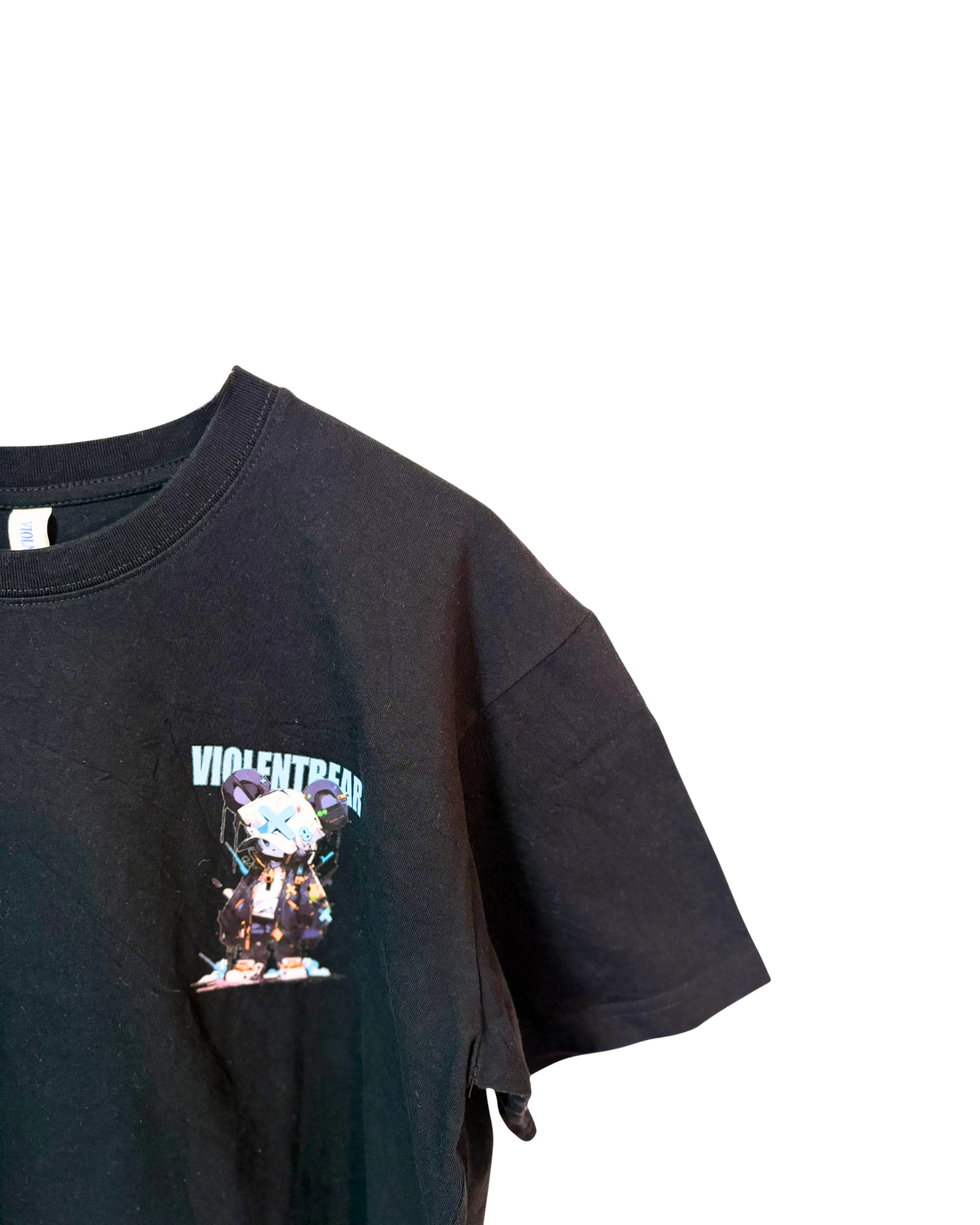 Violent-Bear-Anime-Crewneck-Black-Blue-T-Shirt-Large