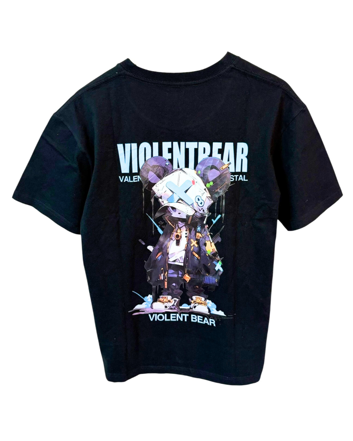 Violent-Bear-Anime-Crewneck-Black-Blue-T-Shirt-Large