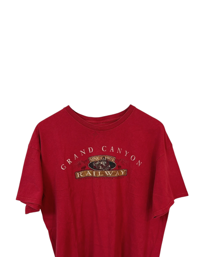 Grand-Canyon-Railway-Burgundy-Red-Crewneck-T-Shirt-XL