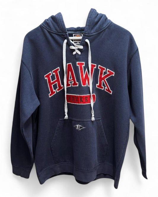Hawk - Hockey - Blue - Red - Hoodie - Drawstring - Medium