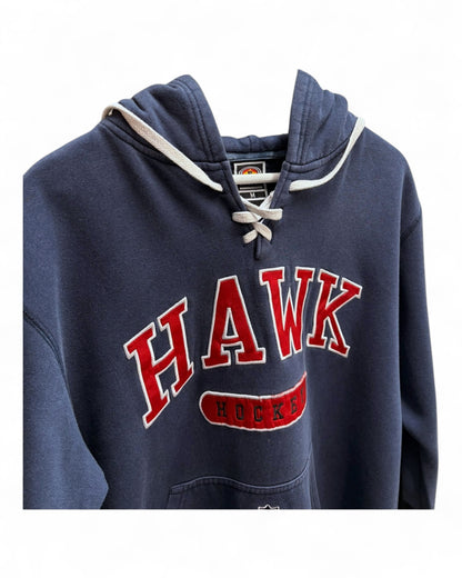 Hawk - Hockey - Blue - Red - Hoodie - Drawstring - Medium