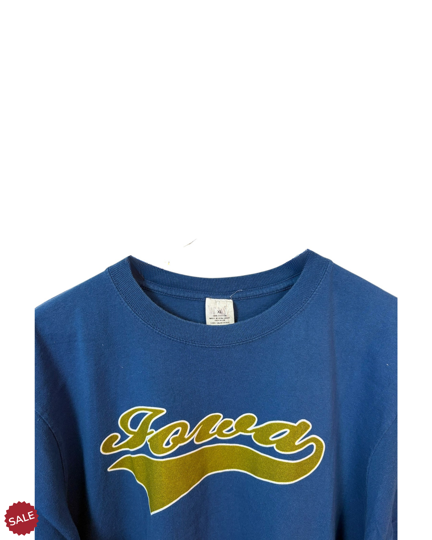 Iowa-Blue-Gold-Print-90s-T-Shirt-XL