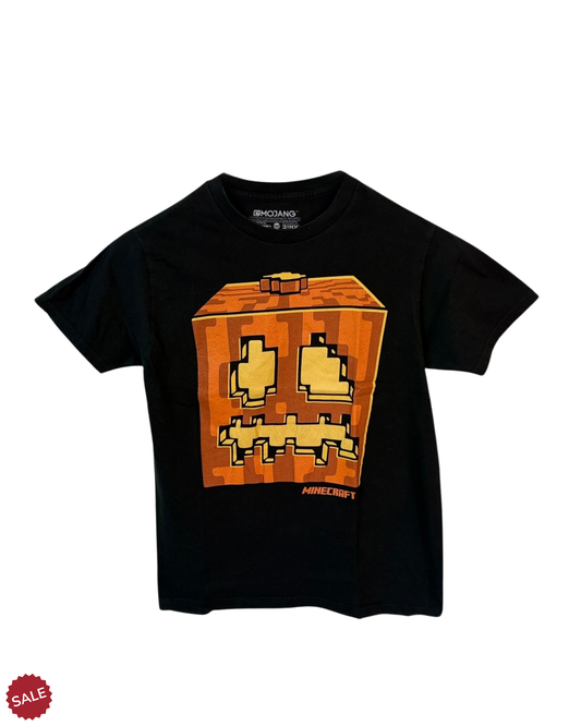 black Minecraft t-shirt with pumpkin Minecraft on the front