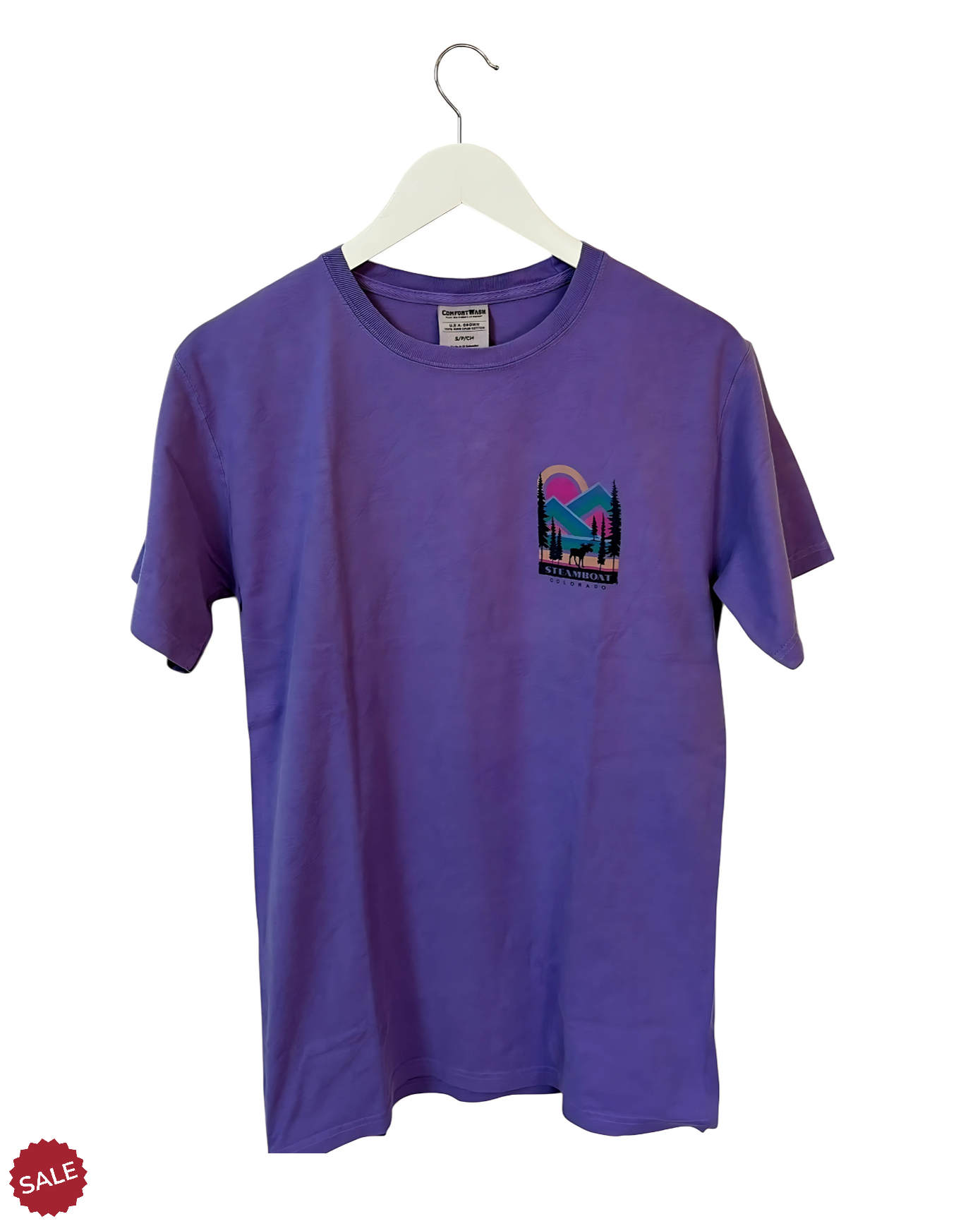Vintage Steamboat Colorado t-shirt in a rich shade of purple. Crafted from 100% ring spun cotton.