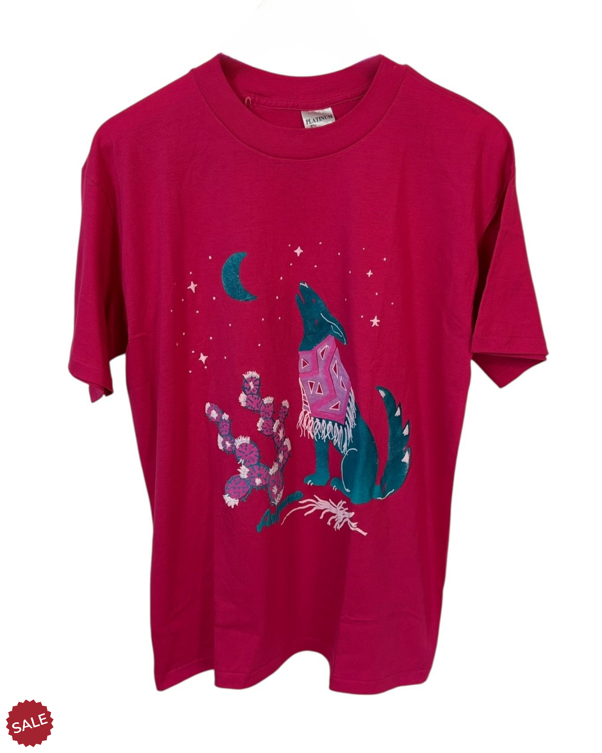 Pink Arizona Tee, Crafted from a soft blend of 50% cotton and 50% polyester for comfort and durability.