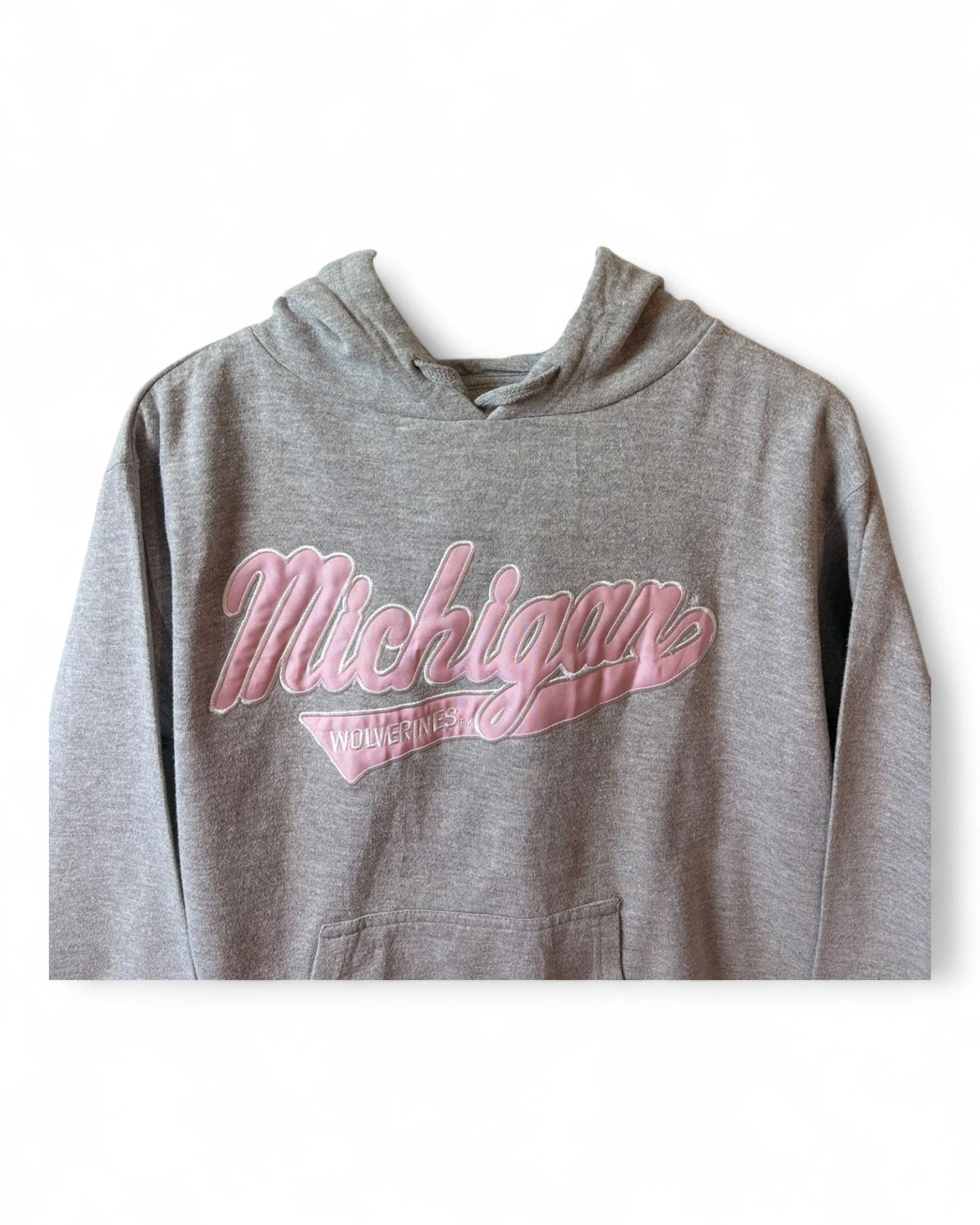 Michigan Wolverines Womens Grey Hoodie Pink Graphic Print Size L