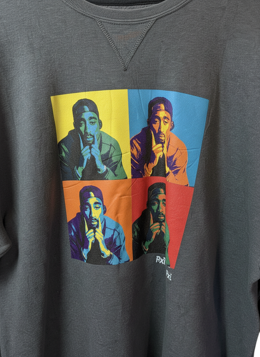 2pac Unisex Poetic Justice Grey Pop Art Graphic Crewneck Sweatshirt L