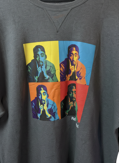 2pac Unisex Poetic Justice Grey Pop Art Graphic Crewneck Sweatshirt L