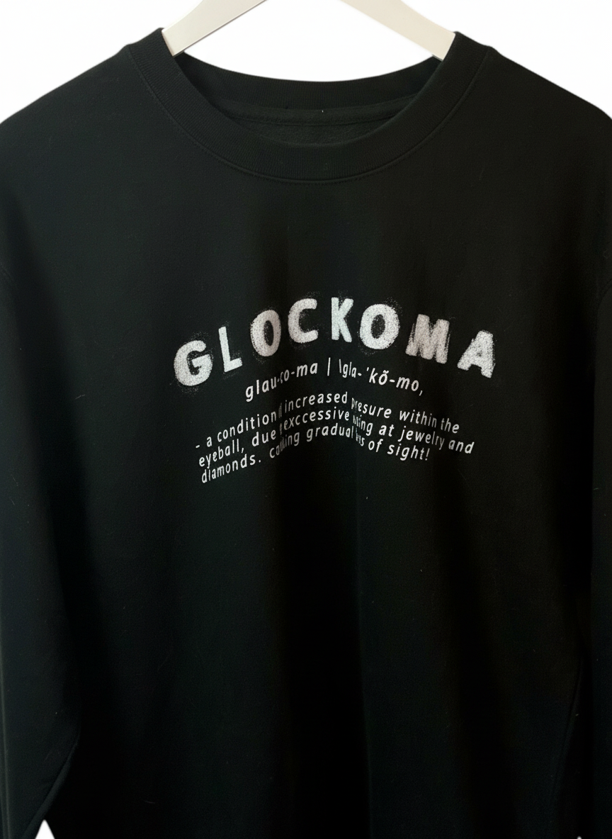 Key Glock Mens Glockoma Black Album Graphic Crewneck Sweatshirt Large