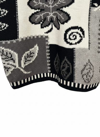 Guy Frazer Womens 90s Abstract Patchwork Knit Crewneck Sweater Size M