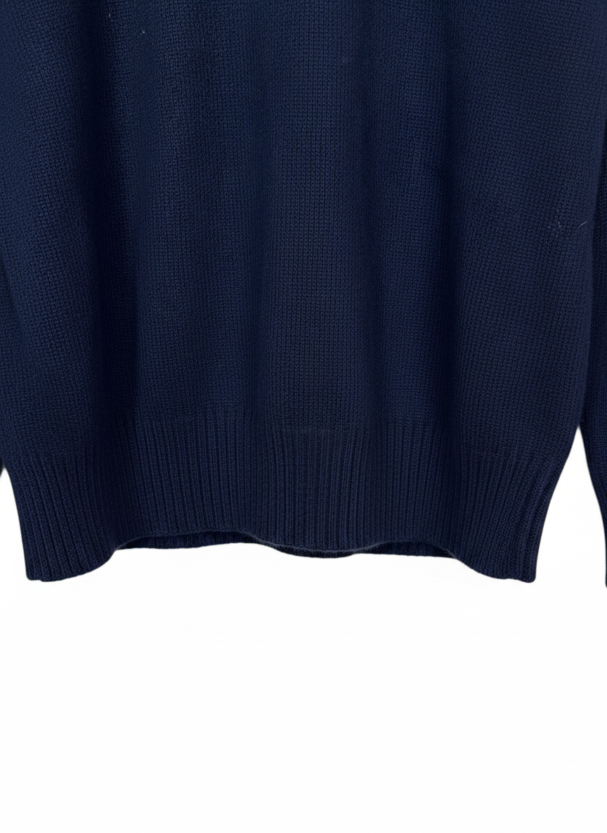 Vintage Navy Womens Geometric Zig Zag Fair Isle Crewneck Knit Sweater M
