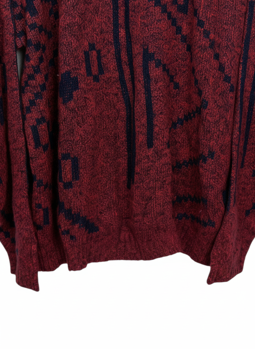 Vintage 80s Le TIGRÉ Unisex Red Geometric Knit Crewneck Sweater Size L