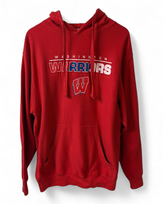 Vintage Unisex Red Hoodie Washington Warriors Print Size L